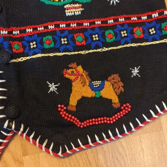 Jacque & Koko Christmas Sweater Vest Womens 22/24 Beads Ugly Embroidered - Picture 6 of 9